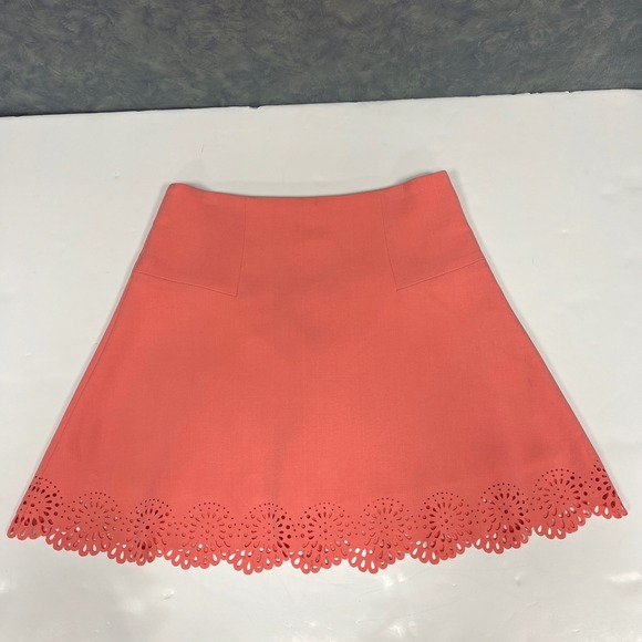 LOFT Coral Skirt A-Line Laser Cut Hem Career‎ Party Size 8 - Picture 3 of 9